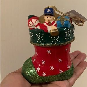 Ceramic stocking musical Christmas tree ornament